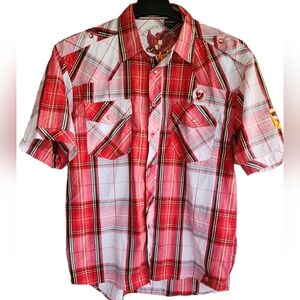 Vtg Raider Jean Co. Infringement Plaid Western Shirt Men's Large Y2K Streetwear‎